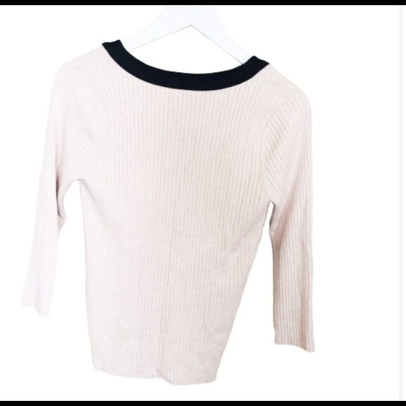 JONES NEW YORK Ribbed Lace Up Sweater With Long Sleeves Ivory Cream Size Small - Picture 6 of 7